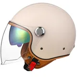 WZGGTEAM Motorradhelm Rollerhelm Retro Helm Motorrad Mit Doppelbrille Herausnehmbares Futter Chopper Helm Mit ECE Zulassung Motorradhelm Halbschale Für Erwachsener Herren Damen