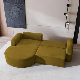 masseno ECKSOFA AMILIA M L-S Gelb Velours-Stoff mit Schlaffunktion
