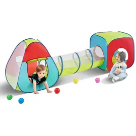 Vevor 3-in-1-Spielzelt für Kinder mit Tunnel, für Jungen, Mädchen, Babys und Kleinkinder, Pop-Up-Spielhaus für drinnen und draußen mit Tragetasche und Spanngurten, Geburtstagsgeschenke,