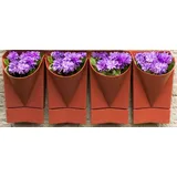 VCM 4er Set Wandgarten Hängegarten Blumentopf Pflanzgefäß Blumenkasten Terracotta - Orange