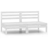 vidaXL 2-Sitzer-Gartensofa Weiß Kiefer Massivholz