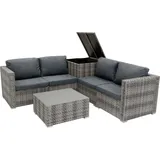 MONSTER SHOP Rattan Modular Gartenmöbel 6-teiliges Sofa-set in Grau mit Kissen, Couchtisch