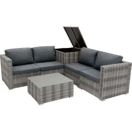 MONSTER SHOP Rattan Modular Gartenmöbel 6-teiliges Sofa-set in Grau mit Kissen, Couchtisch