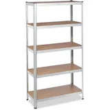 Relaxdays Schwerlastregal verzinkt, Traglast 875kg, 180x90x40 cm, 5 Böden, zum Stecken, Stahl, Lagerregal Keller, Silber