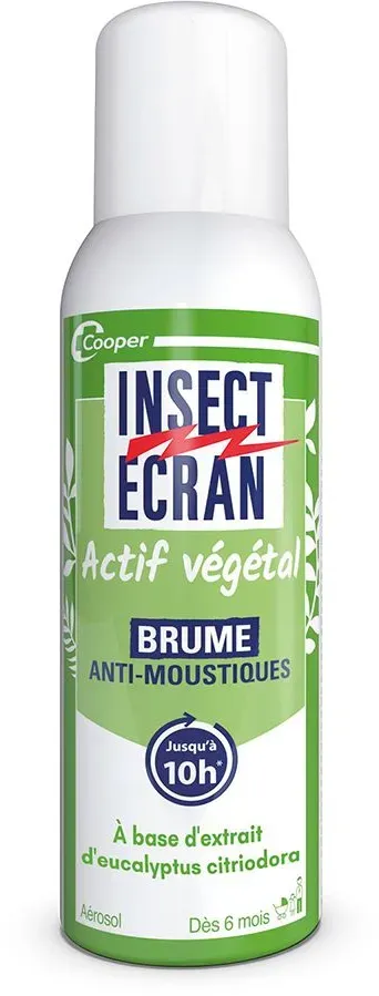 INSECT ECRAN - Brume Anti-Moustiques - Protection contre les piqûres de moustiques - Peau - Actif d'origine végétale - Aérosol 100 ml liquide