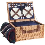 Beliani - Picknickkorb für 4 Personen aus naturfarbenem und grauem Weidengeflecht mit Besteck, Tellern, Weingläsern und Kühltasche mit Korkenzieher,