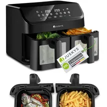 Juskys Heißluftfritteuse 9 L - 2 Kammern, Smart Finish, beschichtet