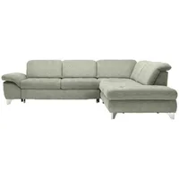 Beldomo Style Ecksofa, Grün, Textil, Uni, 5-Sitzer, Ottomane rechts, L-Form, 319x260 cm, Goldenes M, seitenverkehrt erhältlich, Bettfunktion Hocker erhältlich, Wohnzimmer, Sofas & Couches, Wohnlandschaften, Ecksofas