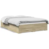 VidaXL Bettgestell mit Schubladen Sonoma-Eiche 140x190cm Holzwerkstoff