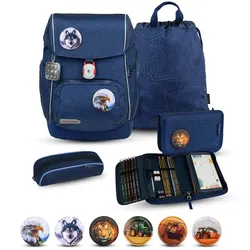Rucksack Comfy Plus Premium Schulranzen Set 5-teile Topographic Tasche