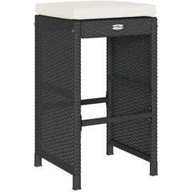 vidaXL Garten-Barhocker mit Kissen 2 Stk. Schwarz Poly Rattan