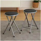 Hti-Living Faltbarer Hocker Kunstleder 30 x 38 x 38 cm Schwarz