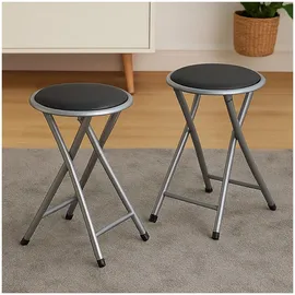 Hti-Living Faltbarer Hocker Kunstleder 30 x 38 x 38 cm Schwarz