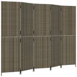 vidaXL Paravent 5 Tlg Grau Poly Rattan