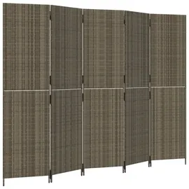 vidaXL Paravent 5 Tlg Grau Poly Rattan