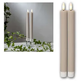 Star Trading Flamme Stripe LED Stabkerzen 25 cm beige