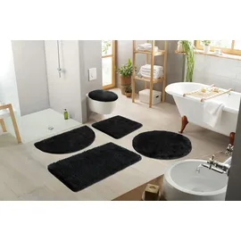 Möve Badematte »Superwuschel, Badvorleger, Badezimmer Teppich«, rutschhemmend beschichtet, strapazierfähig-schnell trocknend-fußbodenheizungsgeeignet, Mikrofaser-Badematte, Badteppich, rechteckig, rund & als 3-tlg. Set schwarz