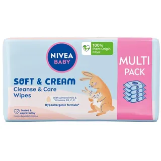 NIVEA BABY Taschentücher Biologisch abbaubar Soft Cream Sparpack, 4x 57pcs