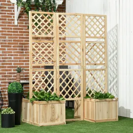 Outsunny Garten-Paravent 133 x 62 x 165 cm beige Holz