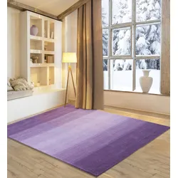 Wollteppich MY HOME "Lessach", lila, B:70cm H:14mm L:140cm, Schurwolle, Teppiche, Handweb Teppich, mit modernem Farbverlauf, reine Wolle, handgewebt