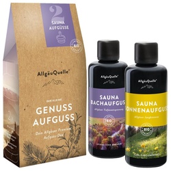 Allgäuquelle Sauna-Aufgussset Bio Saunaaufguss Kleiner Genuss Saunaduft (2 x 100ml) 2x100ml: Lavendel, Himalaya Zeder & Mandarine, Lemongrass, Ylang-Ylang