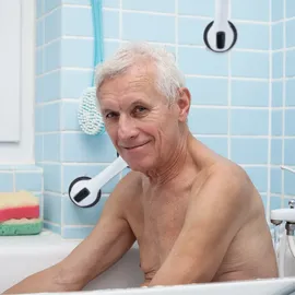 Relaxdays Haltegriff mit Saugnapf 2er Set Dusche Wanne 70 kg schwarz/weiß