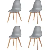GrandCA HOME 4-teiliges Esszimmerstuhl-Set, Büro-Plastikstuhl, Plastik-Rückenlehne, Beine aus Buche, Für Wohnzimmer/Esszimmer/Bankettsäle/Büro-Cafeteria geeignet (Grau, 4)
