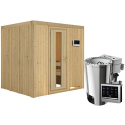 KARIBU Sauna »Olai«, inkl. 3.6 kW Saunaofen mit externer Steuerung, für 3 Personen - beige