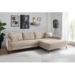 Ecksofa TRENDS BY HG "Summer L-Form", beige, B:278cm H:86cm T:174cm, Sofas, in Cord-Stoff mit Metallfuß