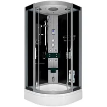 AcquaVapore D46-63T0-EC Komplettdusche mit Schiebetür 100 x 100 cm Schwarz Sicherheitsglas D46-63T0-EC