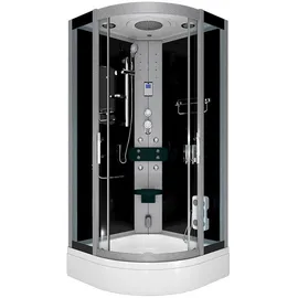 AcquaVapore D46-63T0-EC Komplettdusche mit Schiebetür 100 x 100 cm Schwarz Sicherheitsglas D46-63T0-EC