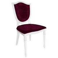 Casa Padrino Esszimmerstuhl Art Deco Esszimmerstuhl Lila / Weiß - Eleganter Massivholz Stuhl - Art Deco Esszimmer Möbel
