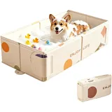 Hundepool Klein, Mini Planschbecken Baby Alter 0–5, Hunde & Katzenpool, Faltbarer Pool 76*40*21cm, PVC Hundeplanschbecken, Hundebadewanne Faltbarer für Hunde und Katzen, Mini Pool für Sommer (Beige)