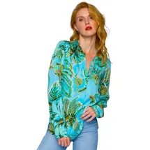Emily van den Bergh Bluse mit Allover-Muster, Ocean, 38