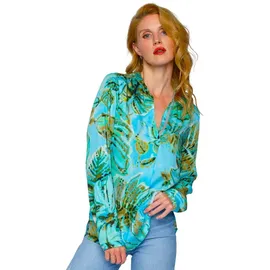 Emily van den Bergh Bluse mit Allover-Muster, Ocean, 38