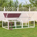 Festnight Hasenstall XXL Freigehege aus Holz und Metallgitter Freigehege für Kaninchen Kleintierstall Stall Freigehege Freilauf Gehege 200 x 112,5 x 74 cm Mokka, Weiß