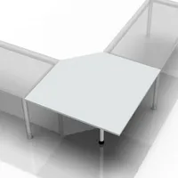 Hammerbacher Verkettungsplatte trapezform 120x120cm mit Fuß eckig Grau/Silber.