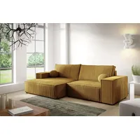 BroMARKT Ecksofa PABLO Mini Schlaffunktion Bettkasten L-Form 255x148x85cm Gelb - Gelb