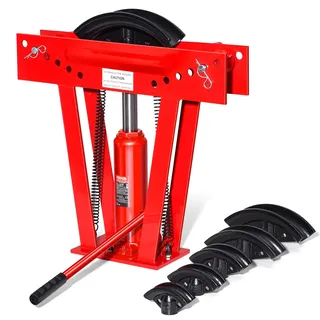 Vevor Rohrbiegemaschine hydraulisch, 12 Tonnen Rohrbieger mit 6 Matrizen (1/2, 3/4, 1, 1-1/4, 1-1/2, 2 Zoll), 90 - 180° Rohrbiegegerät mit verstellbaren Rollen zum Biegen verschiedener Metallarten