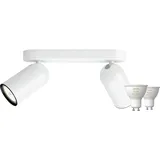 Philips Pongee Aufbauspot - 2 Spots - Weiß + Philips Hue White Ambiance GU10 (2x)