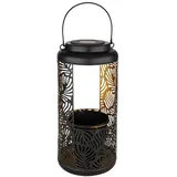 GLOBO runde LED Solar Laterne mit Dekorstanzungen und Platz für Blumentopf 15x41cm von Globo