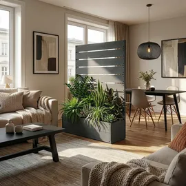 [en.casa] Pflanzkasten mit Sichtschutz Heerde 150 x 90 x 38 cm Grau