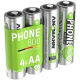 Ansmann Akku AA Mignon 800mAh 1,2V NiMH für Telefon 4 Stück - wiederaufladbar - ANSMANN