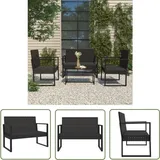 The Living Store Gartenbank Mit Kissen Schwarz 106 Cm Poly Rattan - Gartenbank - Outdoor Möbel - Balkonmöbel - Terrassentisch - Esstisch