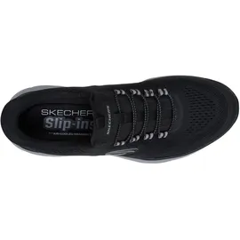 SKECHERS Slip-On Sneaker SKECHERS "SUMMITS", Herren, Gr. 47,5, schwarz (schwarz, grau), Textil, Schuhe, Freizeitschuh, Schnürschuh mit Memory Foam