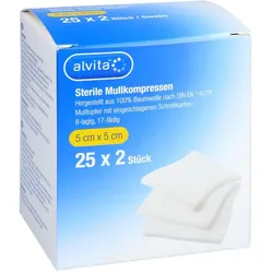 Alvita Sterile Mullkompresse 5 cm x 5 cm