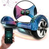 ROBWAY W1 Hoverboard für Erwachsene Kinder, 6,5 Zoll, Self-Balance, Bluetooth, App, 700 Watt, LEDs (Shooting Star)