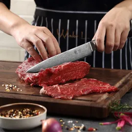 Wakoli Mikata 4er Damastmesser-Set mit Klingen von 8 cm bis 18 cm, Länge und Griffen aus Mircata