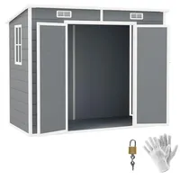 Outsunny Gerätehaus 2,54m2, Wasserdicht Gartenhaus mit Boden Pultdach, 238x125x183/165