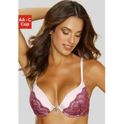 Push-up-BH LASCANA, Damen, Gr. 70, Cup A, lila (lila, mauve), Microtouch, Spitze, Obermaterial: 87% Polyamid, 13% Elasthan, sexy, BHs BH Hochzeitsdessous Hochzeitswäsche Push-up-BH Spitzenwäsche Bügel-BH Schalen-BH Spitzen-BH Dirndl-BH, mit verstellbarer vorderer Mitte, Dessous